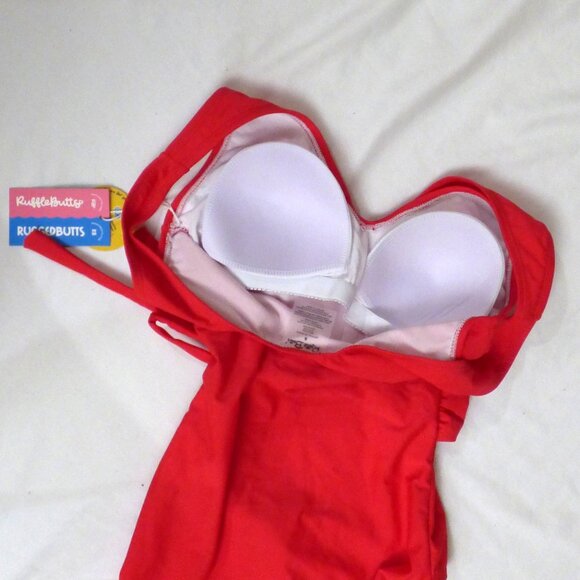 RuffleButts Women's Wrap One Piece Swimsuit, Vintage Red, size S - Picture 5 of 7
